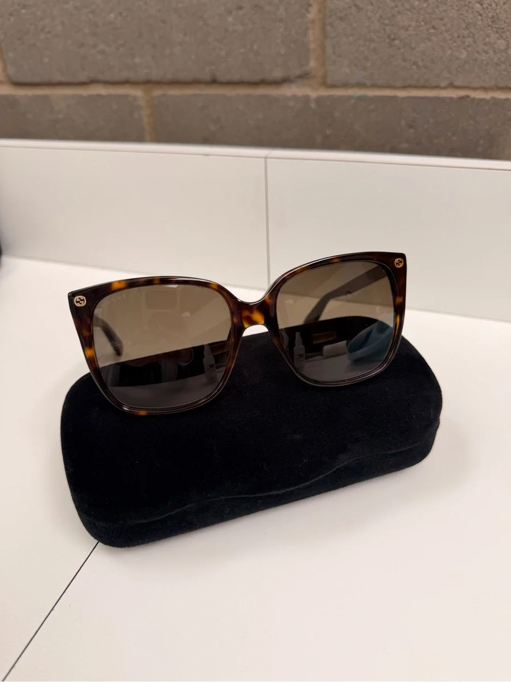 Gucci Women’s Tortoiseshell Square Sunglasses with Dark Gradient Lenses